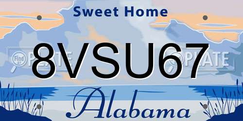 8VSU67 Alabama License Plate