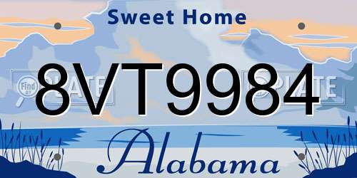 8VT9984 Alabama License Plate
