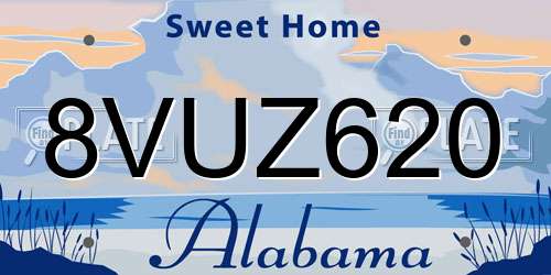 8VUZ620 Alabama License Plate