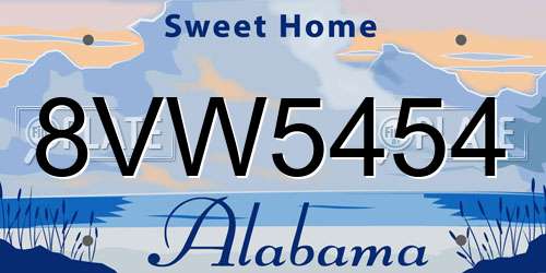 8VW5454 Alabama License Plate