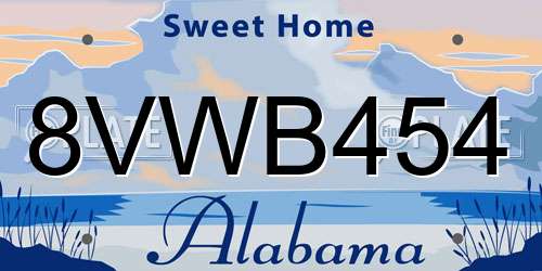 8VWB454 Alabama License Plate