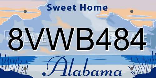 8VWB484 Alabama License Plate