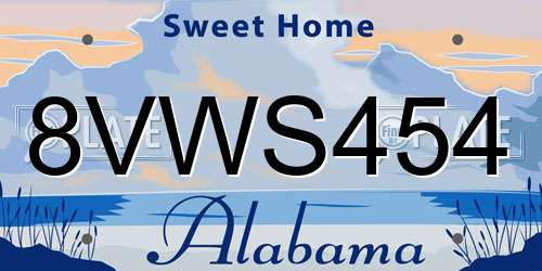 8VWS454 Alabama License Plate