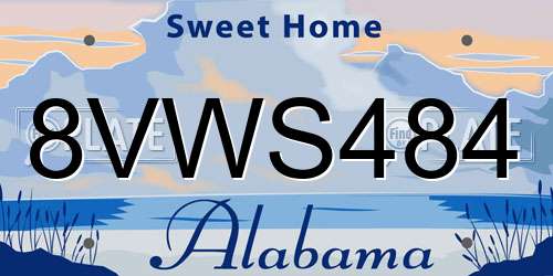 8VWS484 Alabama License Plate