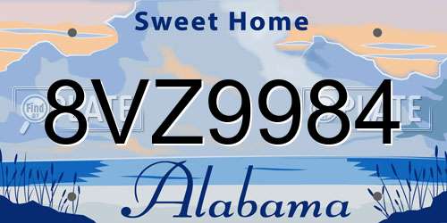8VZ9984 Alabama License Plate