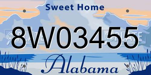 8W03455 Alabama License Plate