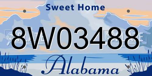 8W03488 Alabama License Plate