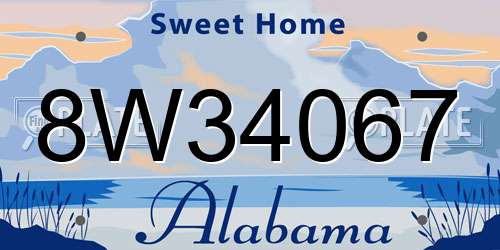 8W34067 Alabama License Plate