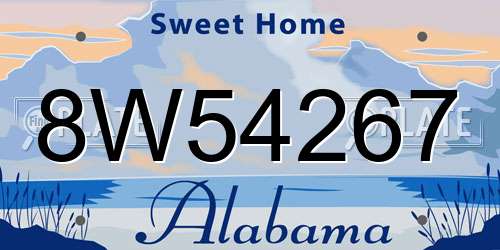 8W54267 Alabama License Plate