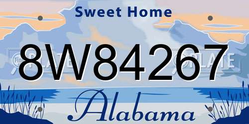 8W84267 Alabama License Plate