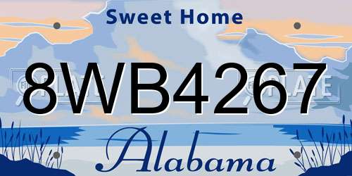 8WB4267 Alabama License Plate