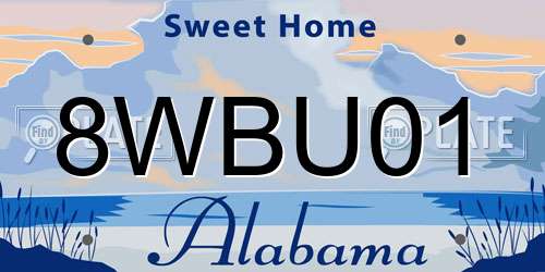 8WBU01 Alabama License Plate
