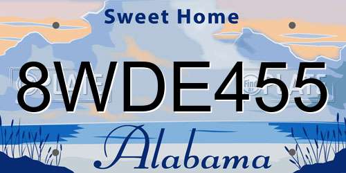 8WDE455 Alabama License Plate