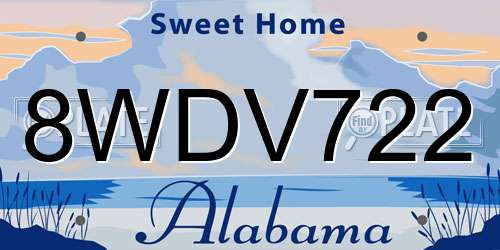 8WDV722 Alabama License Plate