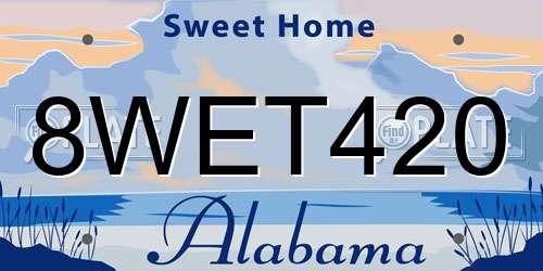 8WET420 Alabama License Plate
