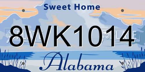 8WK1014 Alabama License Plate