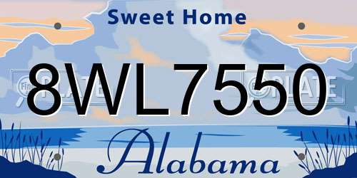 8WL7550 Alabama License Plate