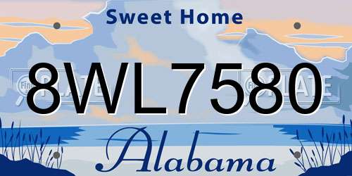 8WL7580 Alabama License Plate