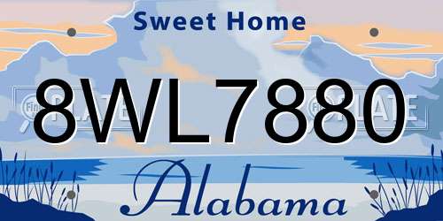 8WL7880 Alabama License Plate