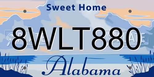 8WLT880 Alabama License Plate