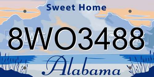 8WO3488 Alabama License Plate