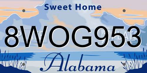 8WOG953 Alabama License Plate