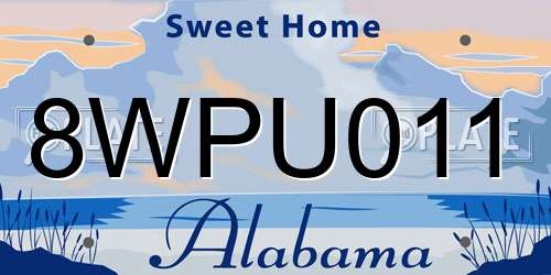 8WPU011 Alabama License Plate