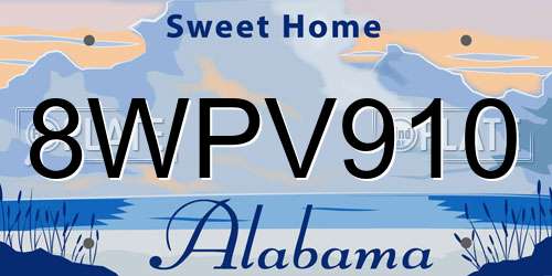8WPV910 Alabama License Plate