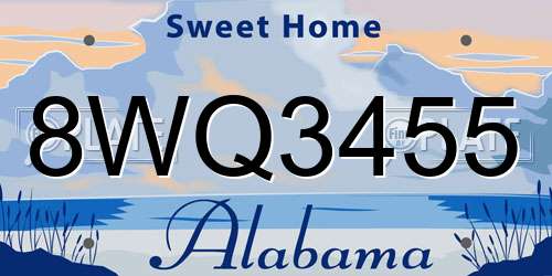 8WQ3455 Alabama License Plate