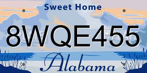 8WQE455 Alabama License Plate