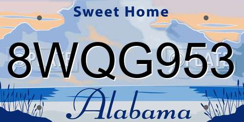 8WQG953 Alabama License Plate