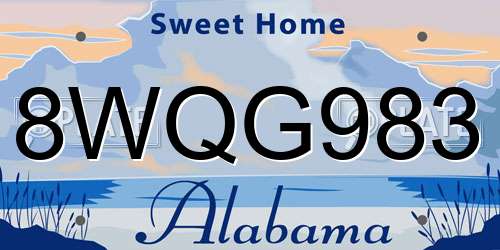 8WQG983 Alabama License Plate