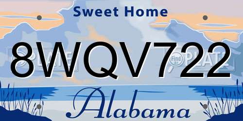 8WQV722 Alabama License Plate