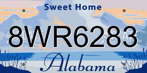 8WR6283 Alabama License Plate