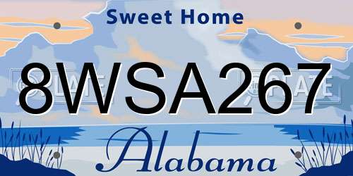 8WSA267 Alabama License Plate