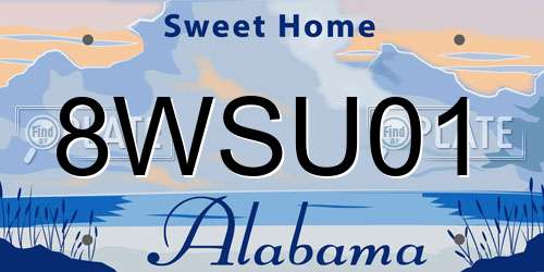 8WSU01 Alabama License Plate