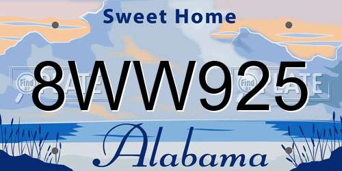 8WW925 Alabama License Plate