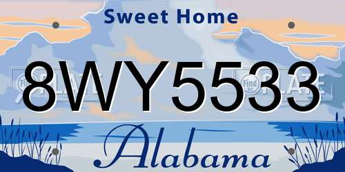 8WY5533 Alabama License Plate