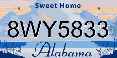 8WY5833 Alabama License Plate