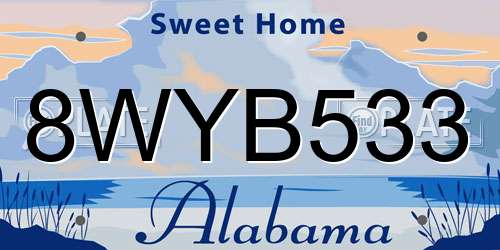 8WYB533 Alabama License Plate