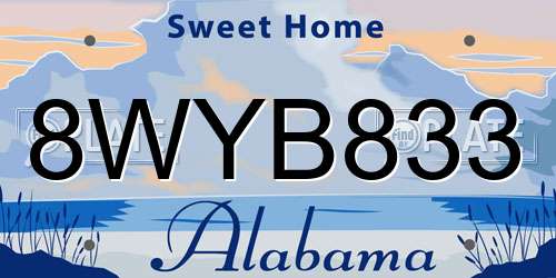 8WYB833 Alabama License Plate
