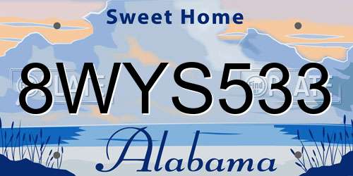 8WYS533 Alabama License Plate