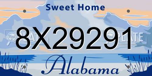 8X29291 Alabama License Plate
