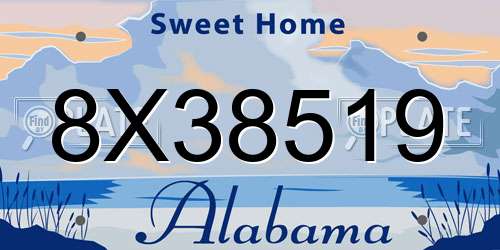8X38519 Alabama License Plate
