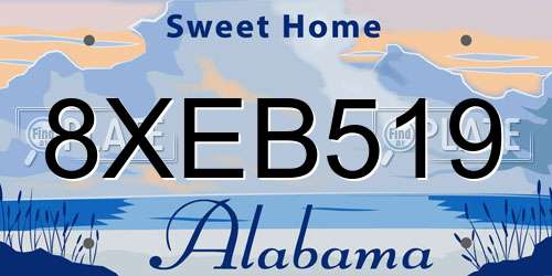 8XEB519 Alabama License Plate