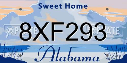 8XF293 Alabama License Plate
