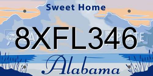 8XFL346 Alabama License Plate