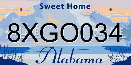 8XGO034 Alabama License Plate