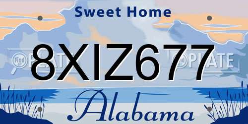8XIZ677 Alabama License Plate