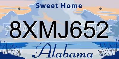 8XMJ652 Alabama License Plate